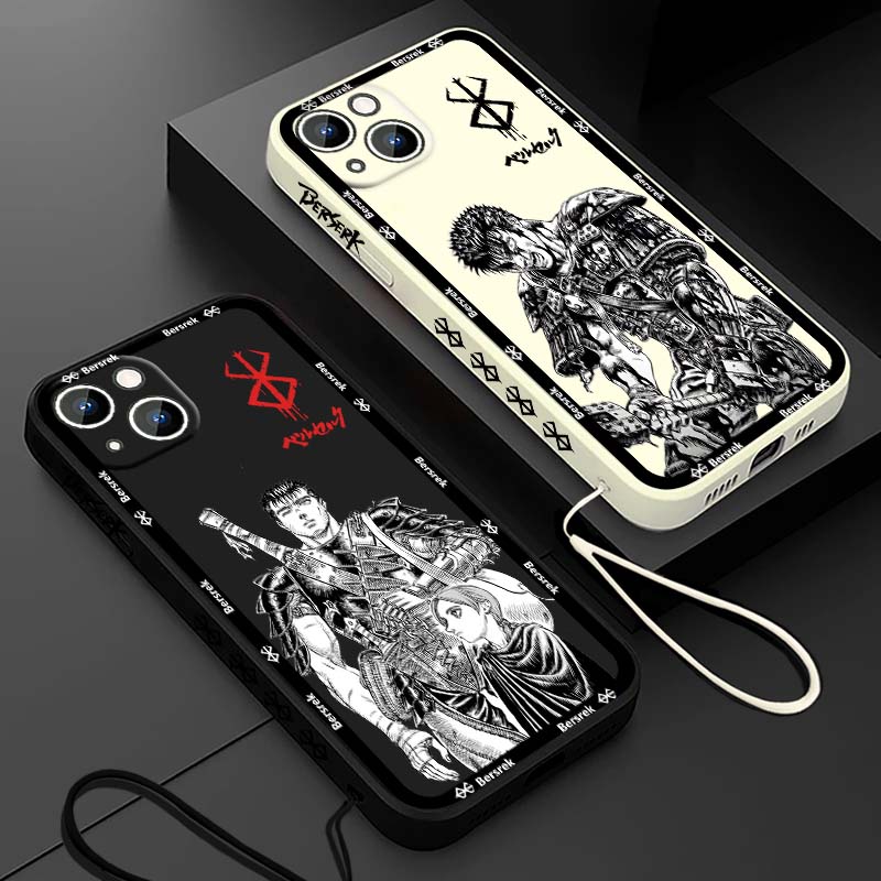 Phone Cases Iphone 16 Pro Max - Japan Anime Berserk Guts Flüssigkautschuk-Handyhülle für