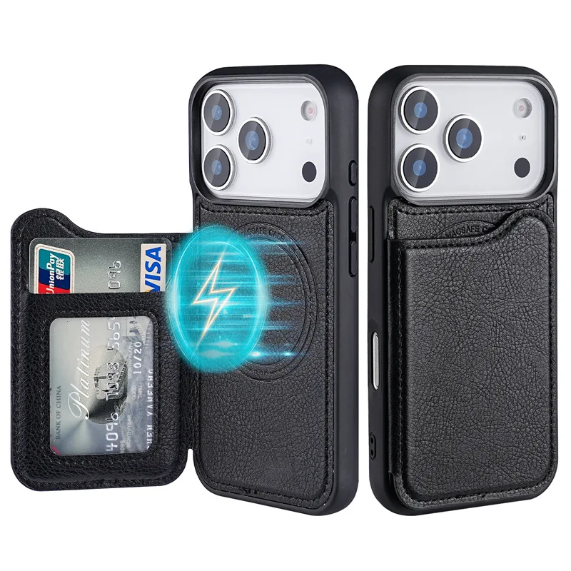 Flip Leather Case - Für Magsafe Magnetische Flip Leder Brieftasche