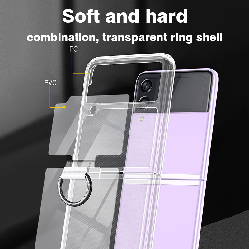 Flip Leather Case - Stoßfeste transparente Hülle für Samsung Galaxy