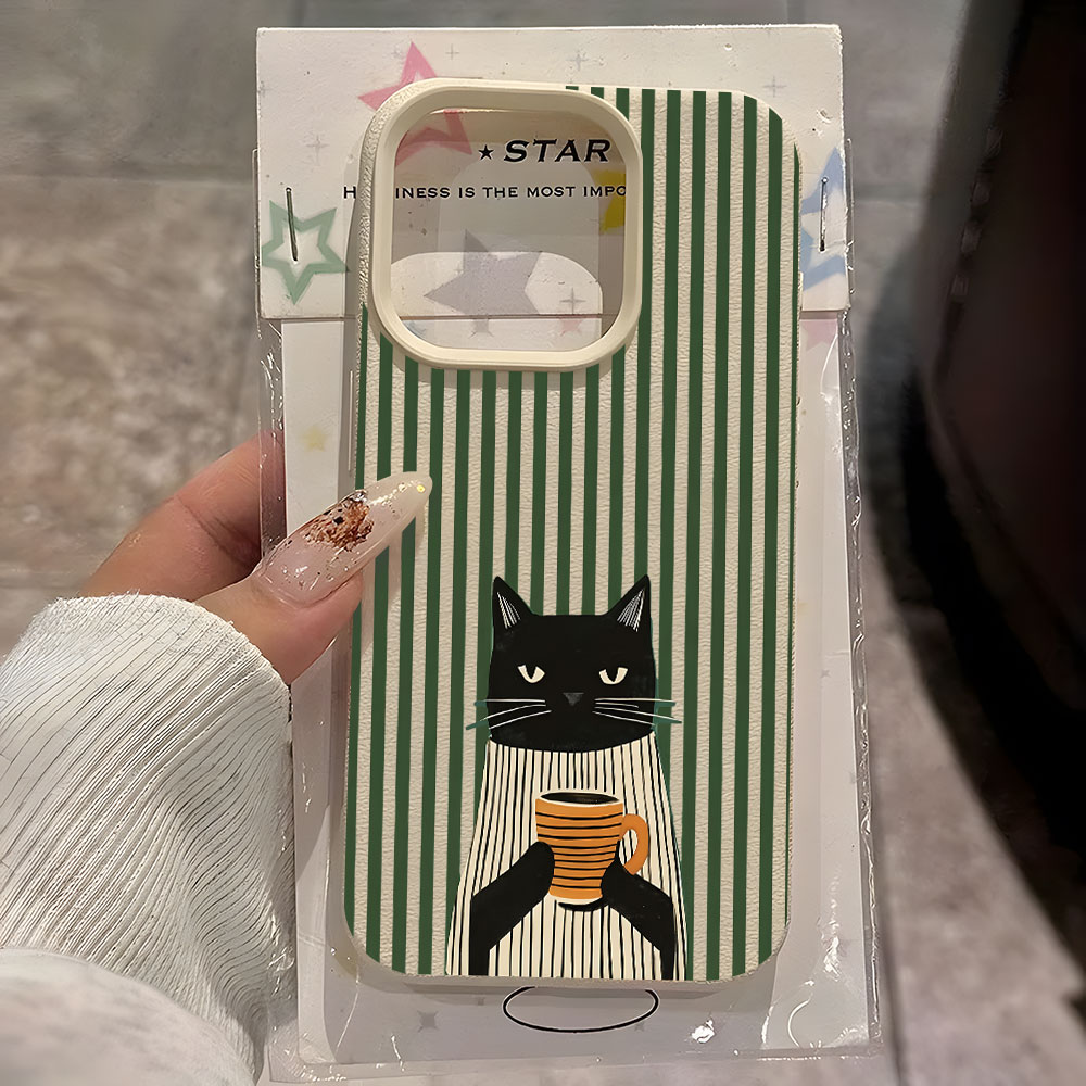 Phone Cases Xr Iphone - Lustiges Kaffee-Katzen-Muster Lychee Handyhülle für iPhone