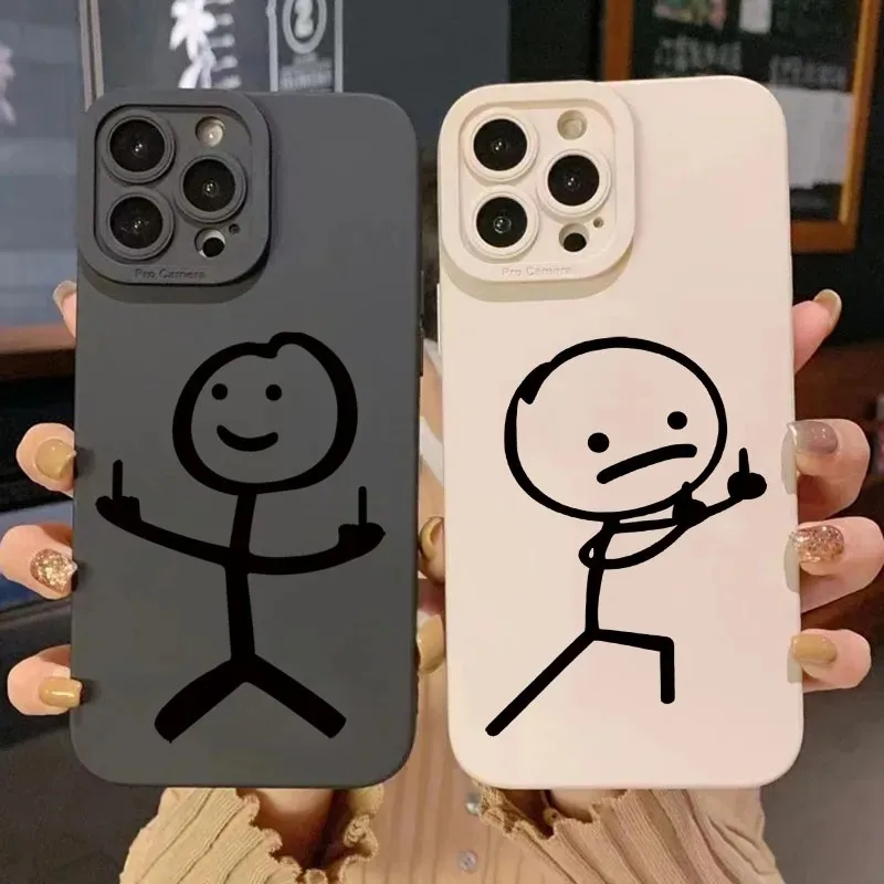 Cute Anime Case - Niedliche Cartoon-Streichholzmann Handyhülle aus mattem Silikon