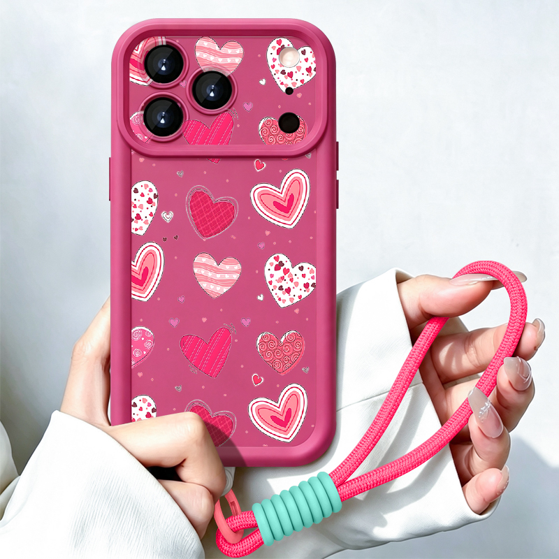 Phone Cases With Straps - Herzmuster-Hülle mit Trageriemen für iPhone 17