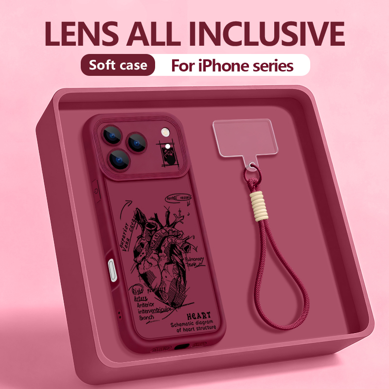 Phone Cases With Straps - Kreatives Herz-Modell-Muster Lanyard Handyhülle für iPhone
