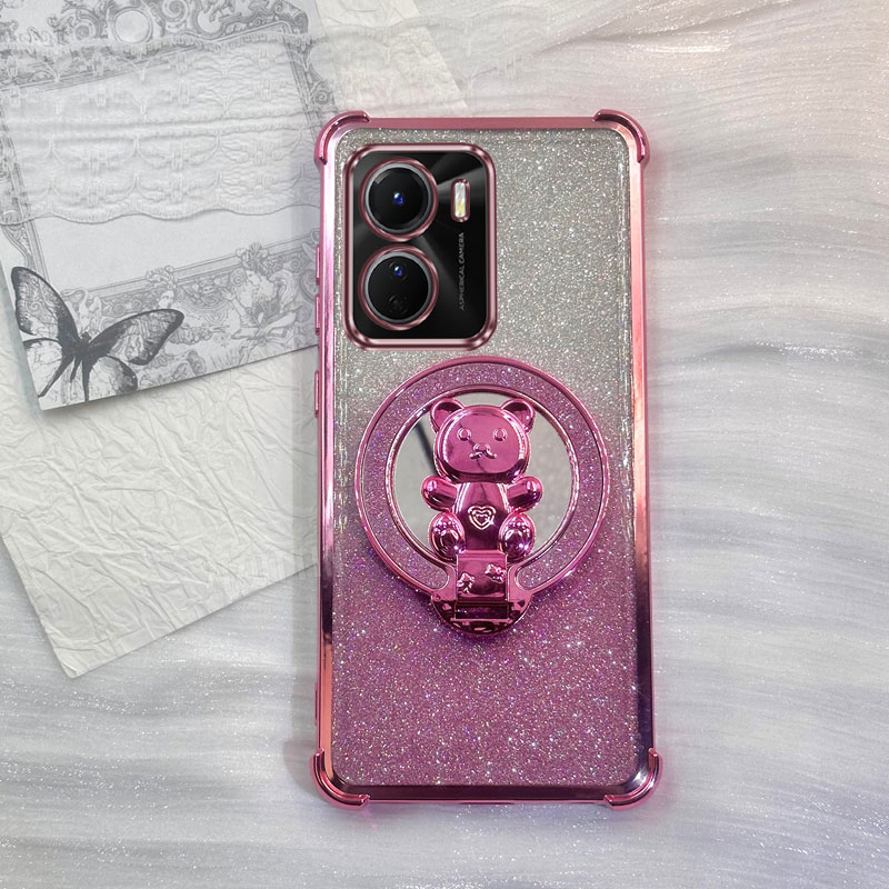 Vivo Y28 - Herz-Bär Glitzer Handyhalter Hülle Für Vivo