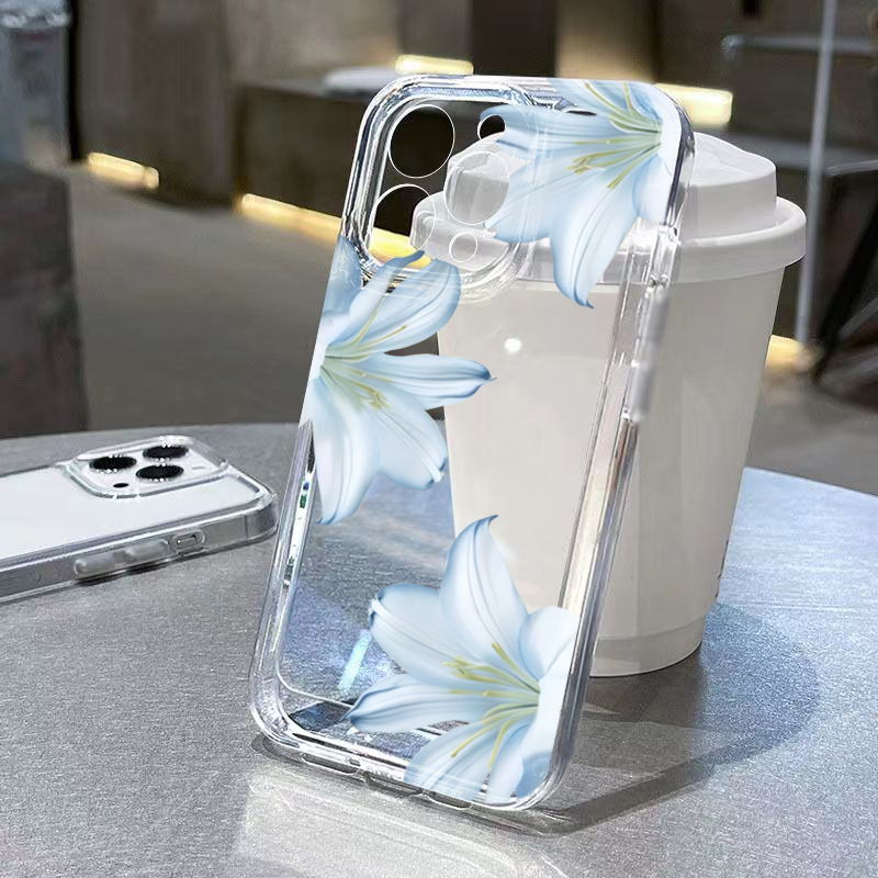 Phone Cases Iphone 16 Pro Max - Modische, exquisite weiße Lilien-Blumen-Handyhülle für iPhone