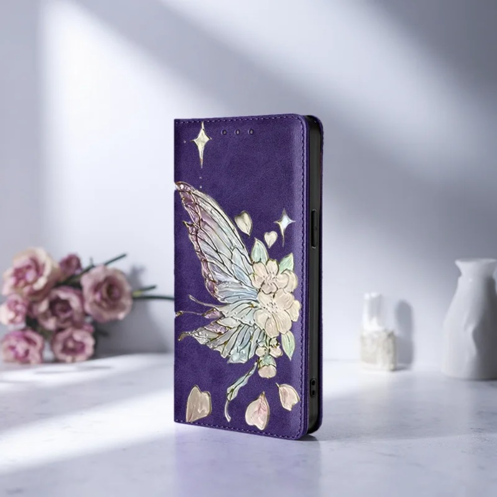 Flip Leather Case - Bemalte magnetische Flip-Lederhülle für Samsung Galaxy