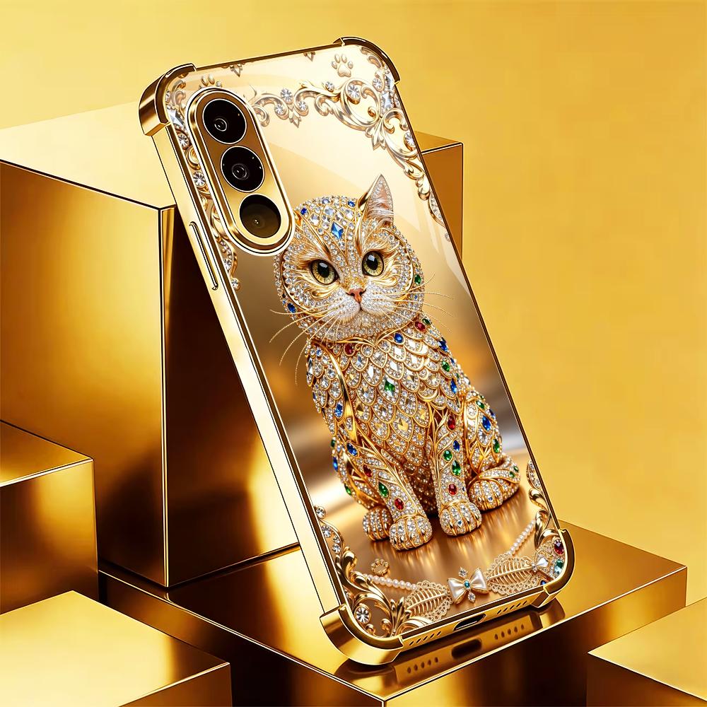 Niedliche Edelstein-Goldkatze  – Phone Cases Metal Bewertung und Preis