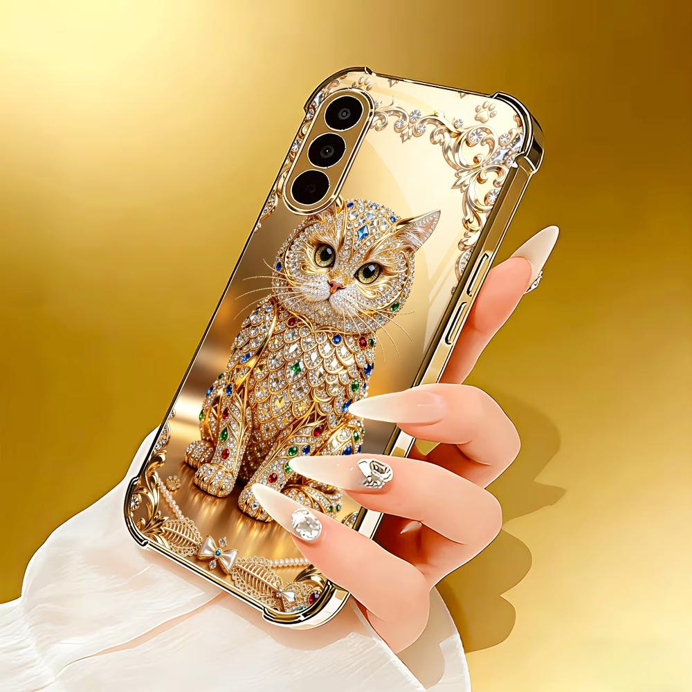 Niedliche Edelstein-Goldkatze  – Phone Cases Metal Bewertung und Preis