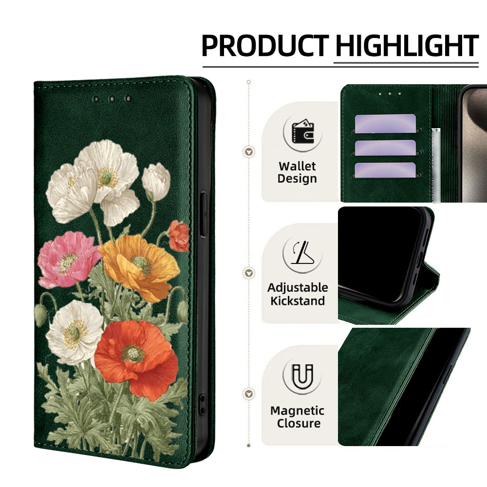 Magnetisches Leder-Blumenmuste – Flip Leather Case Bewertung und Preis